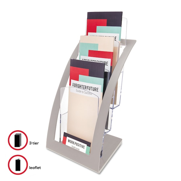 Leaflet Holder,3 Tier,Silver